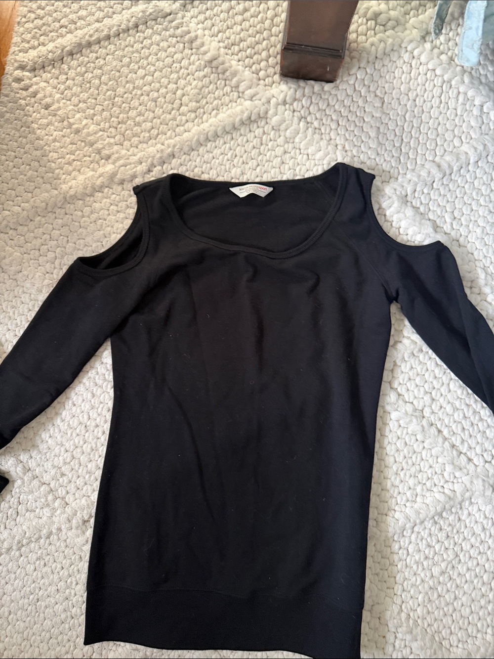 Boston Proper Black Cold-Shoulder Long Sleeve Top